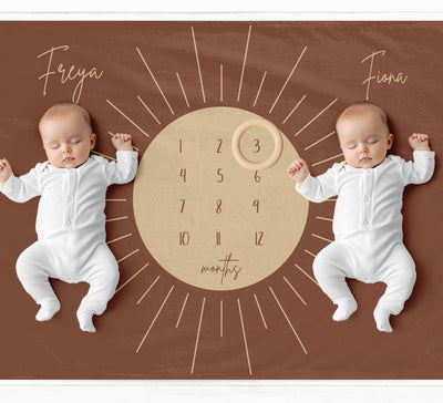 Twins Sun Milestone Blanket - Baby Pandas